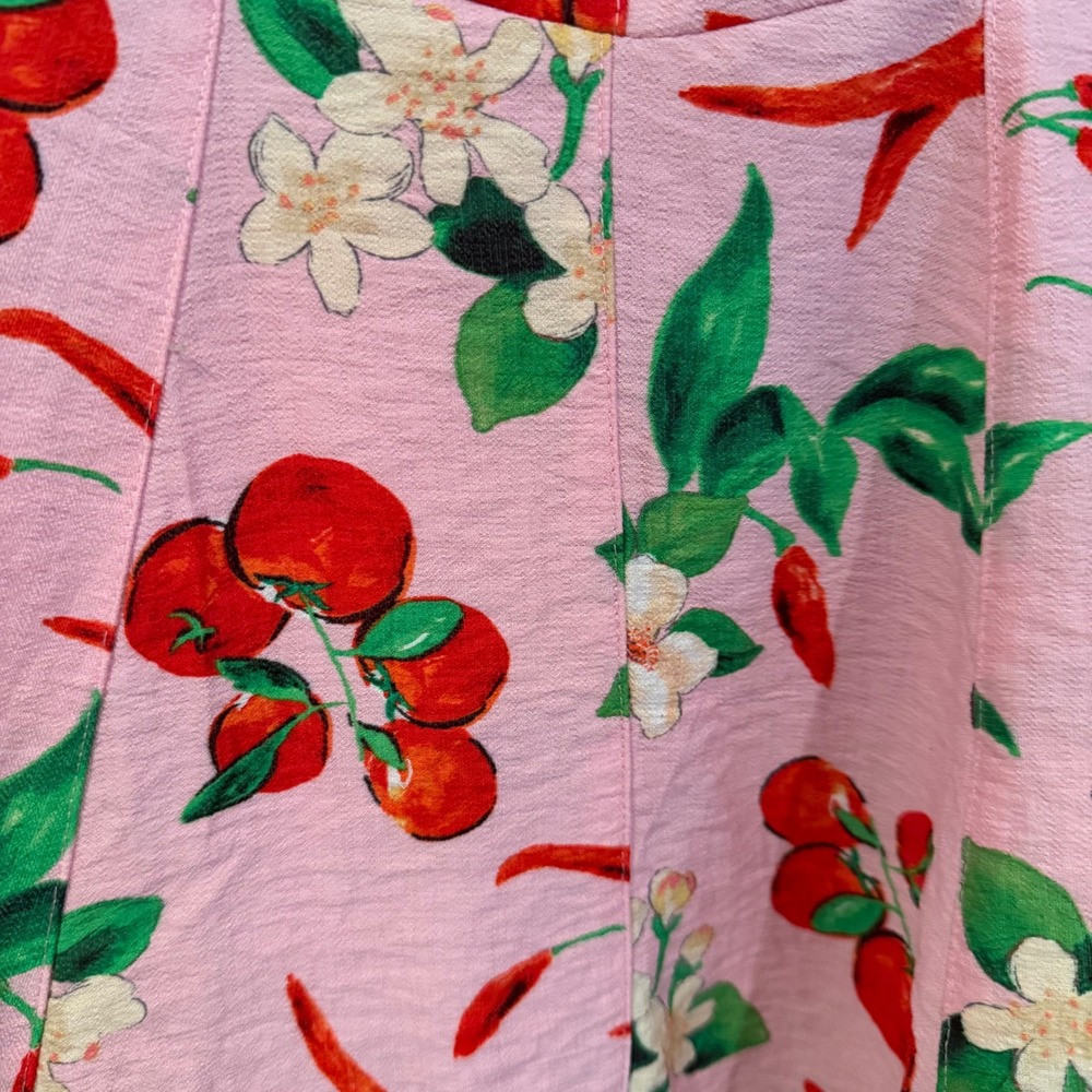 ZARA Cherry Print Tie Shoulder Mini Dress Womens Medium Pink Coquette Dainty Y2K - Picture 9 of 15